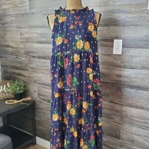 Zunie Blue Floral Maxi Dress Size 10/12